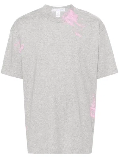 Comme Des Garçons Paint Splatter-detail T-shirt In Topgrey