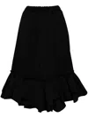 Comme Des Garçons Roses Midi Skirt Ruffled Hem In Schwarz