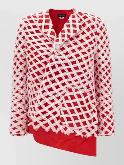 Comme Des Garçons Tailored Blazer Asymmetric Hem Textured Overlay In Red