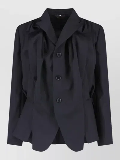 Comme Des Garçons Tailored Blazer Long Sleeves Pleated Detail In Blue