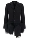 Comme Des Garçons Geometric Blazer Featuring Tulle Detailing In Black