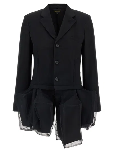 Comme Des Garçons Tailored Geometric Hem Blazer In Black