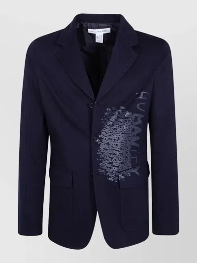 Comme Des Garçons Tailored Jacket Graphic Print Notched Lapels In Black
