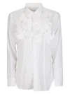 Comme Des Garçons Tailored Long-sleeve Blouse With Subtle Sheen In Neutral