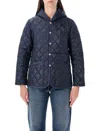Comme Des Garçons Tailored Quilted Short Coat With High Collar In Blue