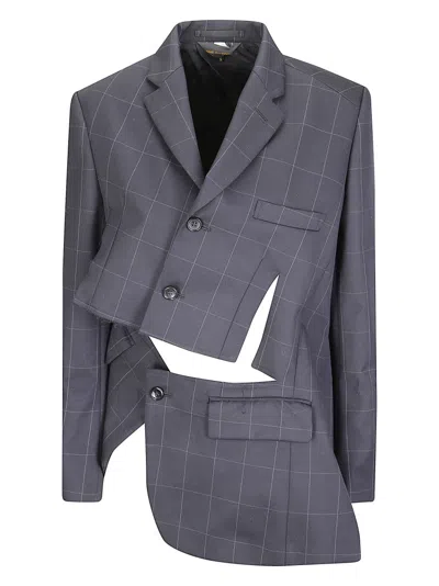 Comme Des Garçons Tailored Wool Jacket With Classic Silhouette In Gray