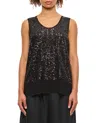 Comme Des Garçons Loose Fit Sequin Embellished Scoop Neck Top In Black