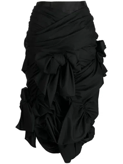 Comme Des Garçons Tao Bow-detail Gathered Ruched Asymmetric Skirt In Schwarz