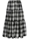 Comme Des Garçons Tao Check-print Knitted Midi Skirt In Black