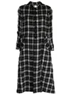 Comme Des Garçons Tao Check-print Long Coat In Black White