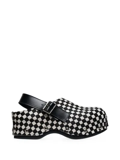 Comme Des Garçons Tao Check-print Studded Clogs In Black