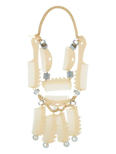 Comme Des Garçons Tao Comb-shaped Details Necklace In Gold