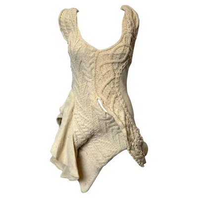 Pre-owned Comme Des Garçons Tao Comme Des Garcons F/w 2007 Cable Knit Asymmetric Dress In Sand