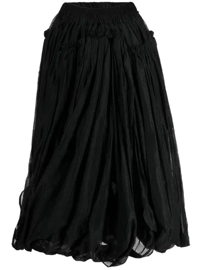 Comme Des Garçons Tao Draped Full Midi Skirt In Black