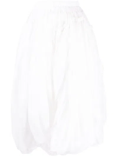 Comme Des Garçons Tao Draped Full Midi Skirt In White