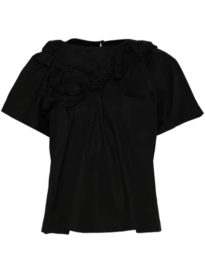 Comme Des Garçons Tao Floral Cross Body T-shirt In Black