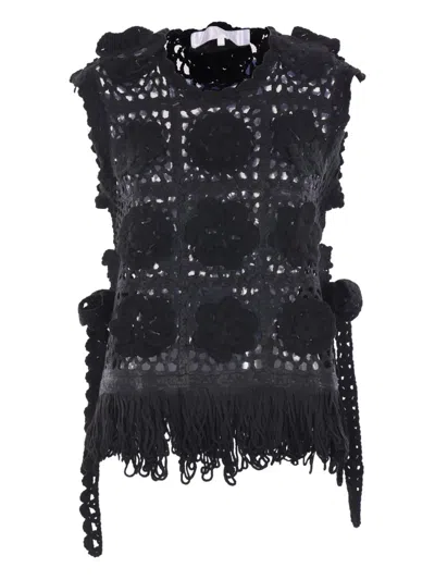 Comme Des Garçons Tao Floral Fringe Top In Multi