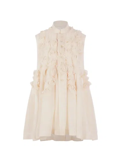 Comme Des Garçons Tao Floral-appliqué Sleeveless Dress In Multi