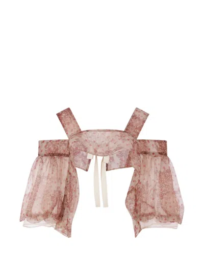 Comme Des Garçons Tao Floral-print Blouse In Pink