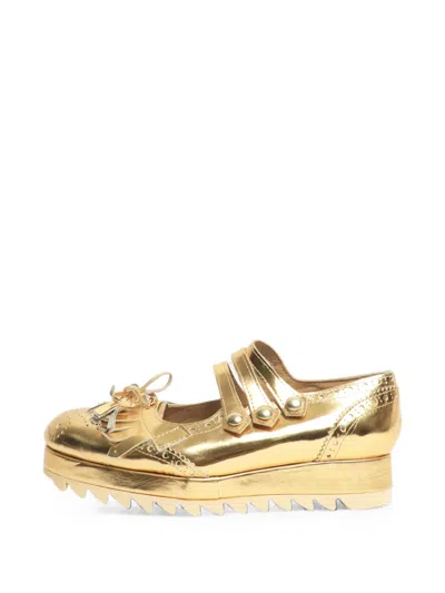 Pre-owned Comme Des Garçons Tao Fringed Platform Shoes In Gold