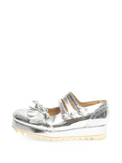 Pre-owned Comme Des Garçons Tao Fringed Platform Shoes In Silver