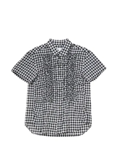 Comme Des Garçons Tao Gingham Embroidered Shirt In Gray