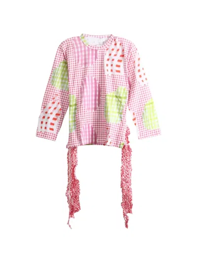 Comme Des Garçons Tao Gingham Ruffled Top In Multi