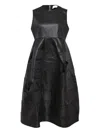 Comme Des Garçons Tao Layered Satin Midi Dress In Black
