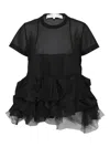 Comme Des Garçons Tao Layered Tulle T-shirt In Black