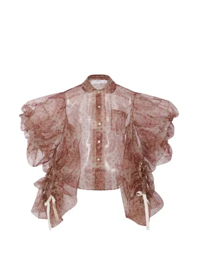 Comme Des Garçons Tao Patterned Ruffled Shirt In Multi