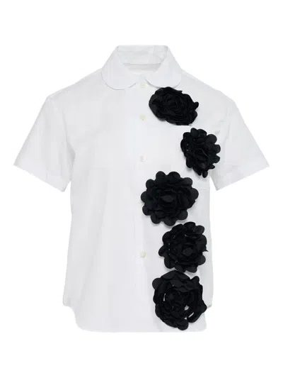 Comme Des Garçons Tao Peter Pan-collar Flower-embellished Shirt In White