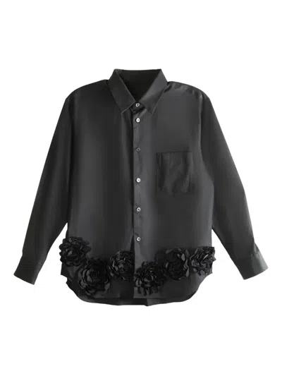 Comme Des Garçons Tao Rose-embellished Cotton Shirt In Gray