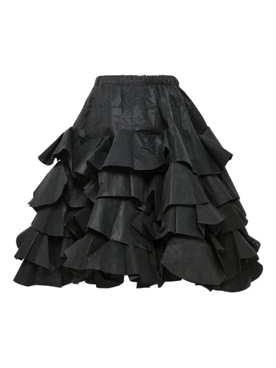 Comme Des Garçons Tao Ruffled Midi Skirt In Black