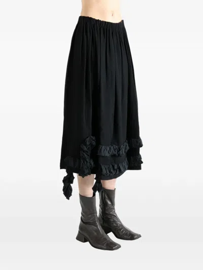 Comme Des Garçons Tao Ruffled Midi Skirt In Black