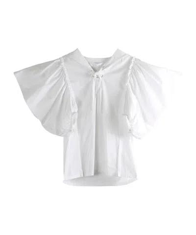 Comme Des Garçons Tao Ruffled Sailor Collar Blouse In White