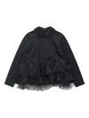 Comme Des Garçons Tao Ruffled Tulle Blouse In Black