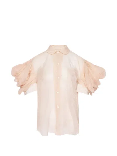 Comme Des Garçons Tao Ruffled-detail Shirt In Neutral