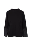 Comme Des Garçons Tao Embellished-sleeve Jersey Top In Black