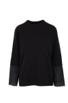 Comme Des Garçons Tao Embellished-sleeve Jersey Top In Black