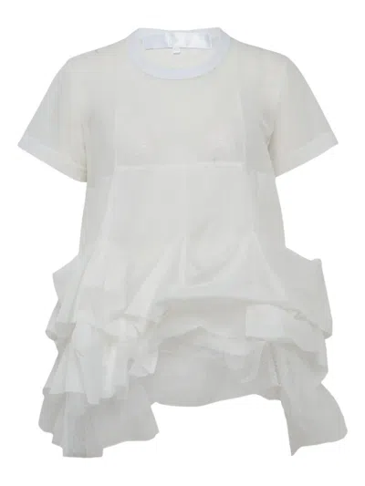 Comme Des Garçons Tao Tulle-panels T-shirt In White
