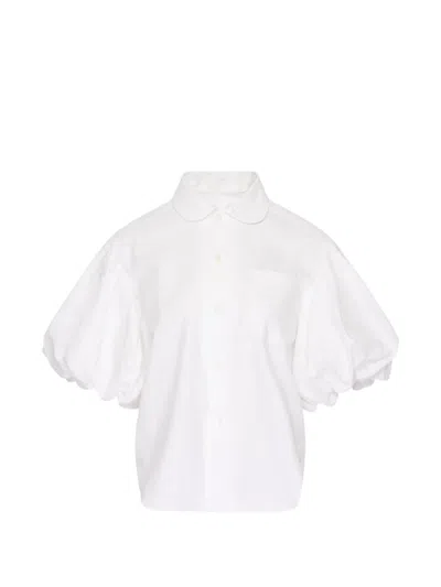 Comme Des Garçons Tao Typewriter Puff-sleeve Cotton Blouse In White