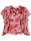 Comme Des Garçons Tao X Shun Sudo Floral-print Striped T-shirt In Rot