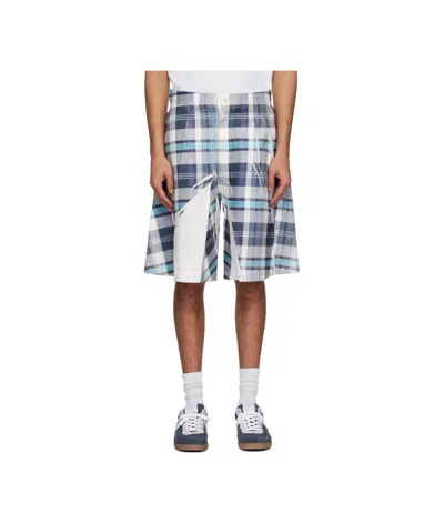 Comme Des Garçons Tartan Overprint Shorts In Multicolor