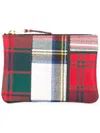 Comme Des Garçons Tartan Patchwork Pouch In Red
