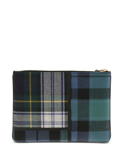 Comme Des Garçons Tartan Patchwork Wallet In Green