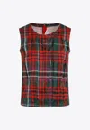 Comme Des Garçons Tartan Sleeveless Satin Top In Multicolor