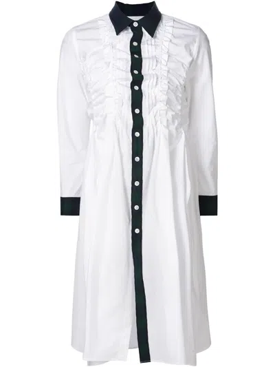 Comme Des Garçons Tartan Trim Shirt Dress In Multi