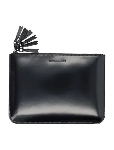 Comme Des Garçons Tassel Zip-around Leather Pouch In Black
