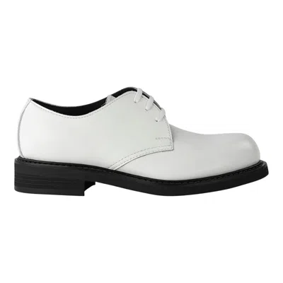 Comme Des Garçons Lace-up Leather Derby Shoes In White