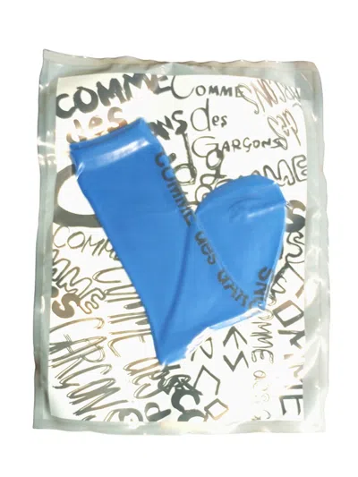 Comme Des Garçons Terry Socks With Logo In Blue
